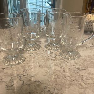 Princess House Etched 4 Coffee Mugs